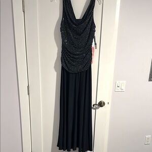 Elegant Navy/Silver Evening Dress